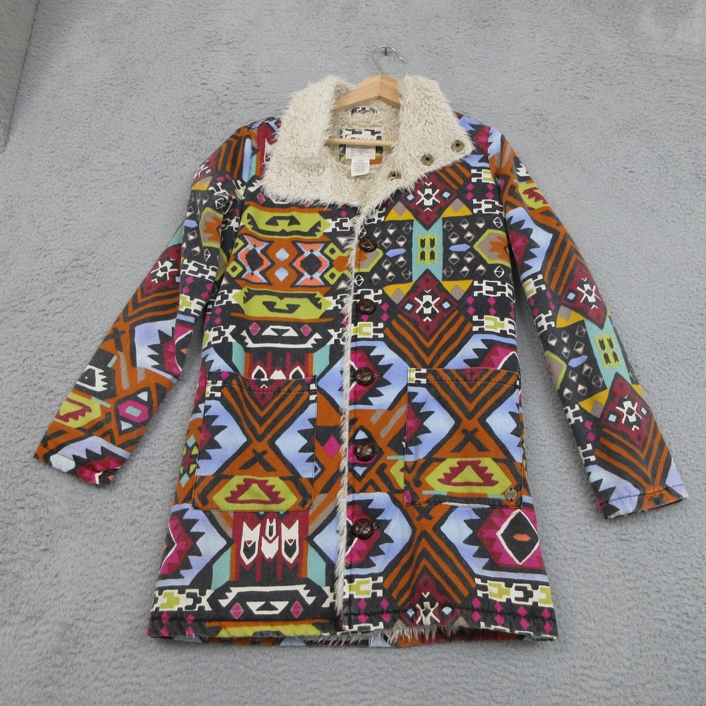 Billabong Jacket Womens Small Aztec Southwestern Sherpa Lined Coat 17054ROA